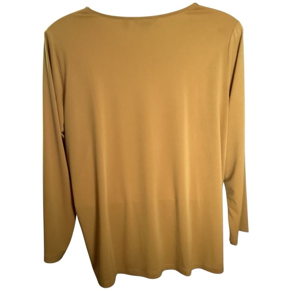 Susan Graver Mustard Keyhole Blouse Plus Size 3X - Picture 3 of 8